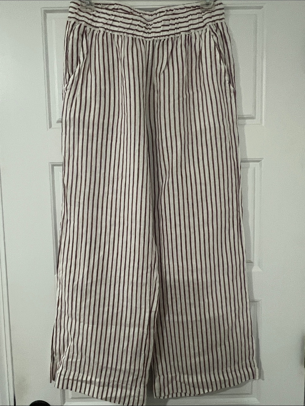 Sigrid Olsen Wide Leg Striped women’s Pants - 100% linen size S